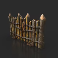 Rustic Wooden Fence With Pointed Tops Gate And Ropes For Garden Decoration
