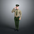 Man In Formal Military Uniform Standing And Saluting Against Gray Background