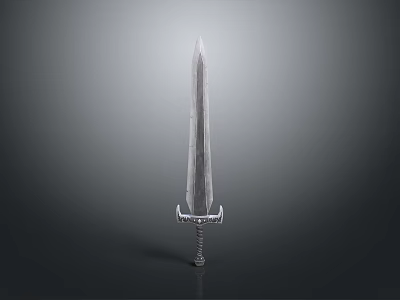 Silver Decorative Hilt Sword With Detailed Blade On Gray Gradient Background 3d model