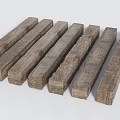 Modern Damaged Slats Wooden Posts Old Square Timber Beams Decay Timber Pile Sleeper Timber Square 3d model