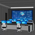 Command Center Control Center Rescue Brigade Control Center Combat Command Room Operation Desk Science and Technology Large Screen Office Desk and Chair Interactive Touch Screen Rescue Brigade 3d model