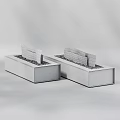 Brown Rectangular Fire Pits With Burning Flames And Black Gravel 3d model