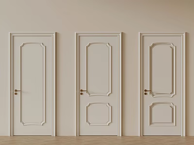 French cream wind single door 3d model