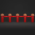 Commercial Equipment Red Pillars With Yellow Decorations Arranged In A Row