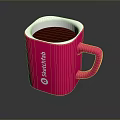 Stylish Pink Swatchlab Mug With White Rim And Coffee Inside