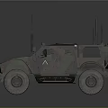 Military Vehicle With Camouflage Paint Off-Road Tires Roof Antennas And Tactical Design