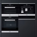 Modern Black Built In Kitchen Appliances With Glass Doors And Control Panels