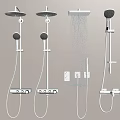 Modern Shower Heads With Rainfall And Handheld Designs And Control Knobs 3d model
