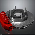High Performance Automotive Brake Disc With Red Pad STOP Lettering And Silver Bolts