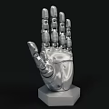 Game Movie Character With Silver Mechanical Hand And Hexagonal Base Design 3d model