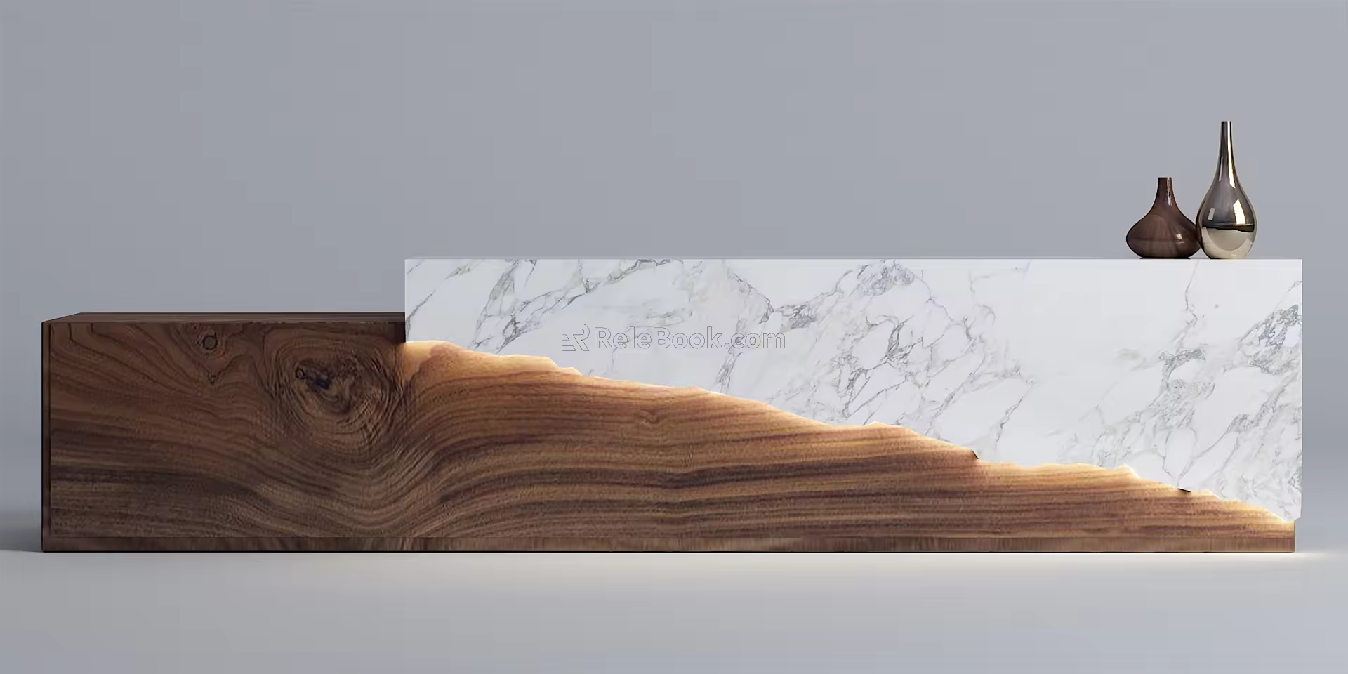 Modern Reception Desk Wooden Marble Front Desk 3d model
