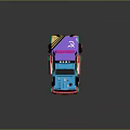 Colorful Low Poly Car With Number 28 Logos And Reflective Surface Design