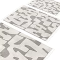 Square Rug With Abstract Geometric Pattern Gray And White Color Fringe Detail