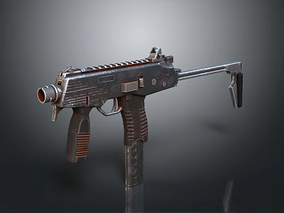 Tactical Submachine Gun With Metallic Finish And Ergonomic Grip Design 3d model
