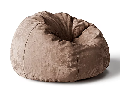 Brown Velvet Round Bean Bag Chair With Soft Comfortable Cozy Design For Modern Living Room 3d model