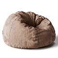 Brown Velvet Round Bean Bag Chair With Soft Comfortable Cozy Design For Modern Living Room