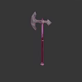 Medieval Battle Axe With Metal Blade And Wooden Handle On Dark Background