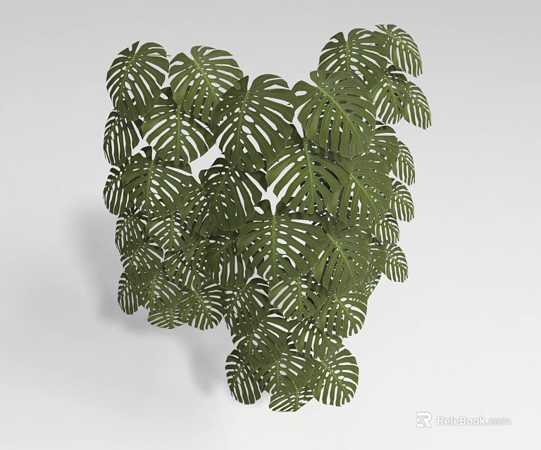 Lush Green Bamboo Leaves With Natural Veins For Interior Decoration 3d model 