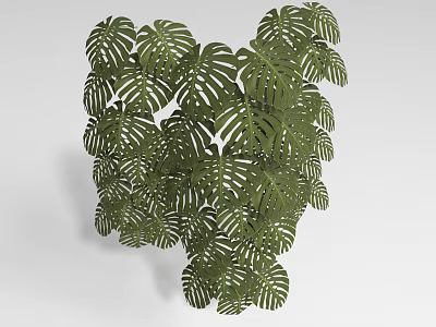 Lush Green Bamboo Leaves With Natural Veins For Interior Decoration 3d model