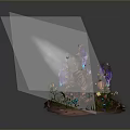 Lush Natural Scenic Landscape With Purple Flowers Tree Glowing Elements And Tiny Ground Details