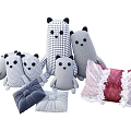 Adorable Animal Shaped Plaid Pillows With Lace Trim And Colorful Designs