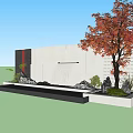 Modern Landscape Feature Wall With Waterfall Red Maple Tree Lighting And Decorative Stones 3d model
