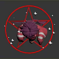 Purple Hair Character With Glasses Pink Sweater Red Wings Boxing Gloves On Pentagram Stars
