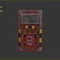 Grey Small Modular Structural Component With Window Yellow Black Warning Stripes And Storage Base