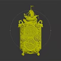 Ornate Golden Mantel Clock Vintage Furniture With Intricate Carvings And Decorative Feet