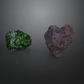 Rockery Stones with Green Shiny Texture and Brown Natural Rough Surface