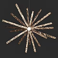 Contemporary Gold Metal Starburst Chandelier With Textured Arms And Central Light Source