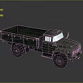 Military Green Vintage Utility Truck With Open Cargo Bed And Large Wheels