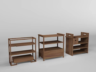 Wooden Bathroom Cabinet Racks With Different Styles And Multi layer Shelves 3d model