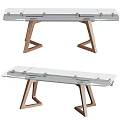 Modern Style Rectangular Tables With Glass Top And Wooden Triangular Legs 3d model