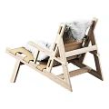 Natural Wooden Frame Leisure Chair With White Fluffy Fur Throw And Comfortable Minimalist Design
