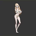 Game Movie Character With Long Blonde Hair Blue Eyes In Bikini Outfit