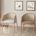 Leisure Chairs with Rattan Backrest Upholstered Seats and Wooden Frame for Indoor Decor