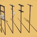 Commercial Electrical Equipment Including Transformers On Utility Poles For Power Distribution 3d model