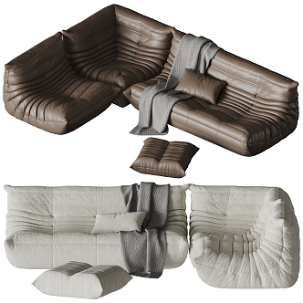 Modern Poliform Multiplayer Sofa Corner Sofa Leather Sofa Pillow 3d model