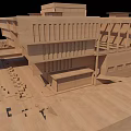 Modern Cultural Center Wooden Architectural Model With Geometric Structure And Multi Level Platforms