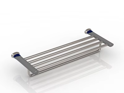 Stainless Steel Towel Rack With Multiple Bars And Blue Accents For Bathroom 3d model