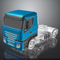 Modern Blue Cab Truck Model With Sleek Design And 3D Rendered Shiny Finish