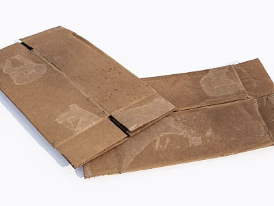 Used Brown Cardboard Boxes Folded With Wear Marks On White Background 3d model