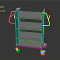 Teal And Gray Multi Shelf Trolley With Rolling Wheels And Storage Layers