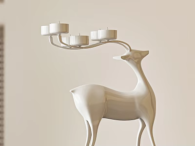 White Deer Shaped Candle Lamp With Multiple Candle Holders And Elegant Modern Style 3d model