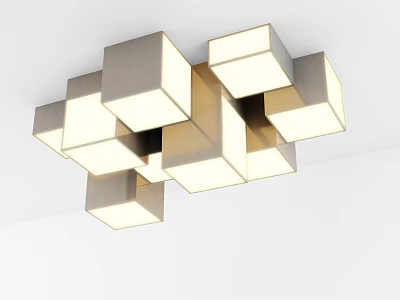 Modern Cube Shaped Ceiling Light With Metallic Finish And Illuminated Design 3d model