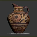Traditional Handcrafted Ceramic Jug With Red Yellow Ornate Intricate Patterns