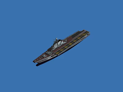 Aircraft Carrier as Military Naval Weapon with Flight Deck and Combat Equipment 3d model