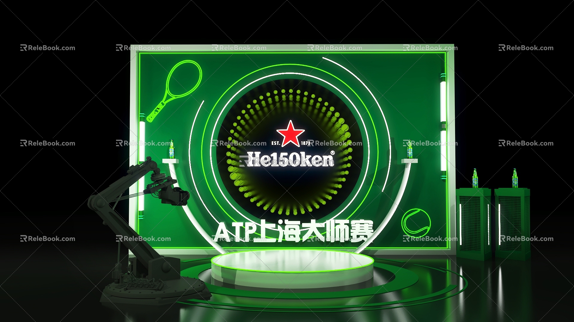 Heineken beer abyss mirror clock-in photo interaction 3d model