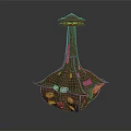 Unique Architectural Structure With Tiered Roof And Intricate Circular Textured Exterior